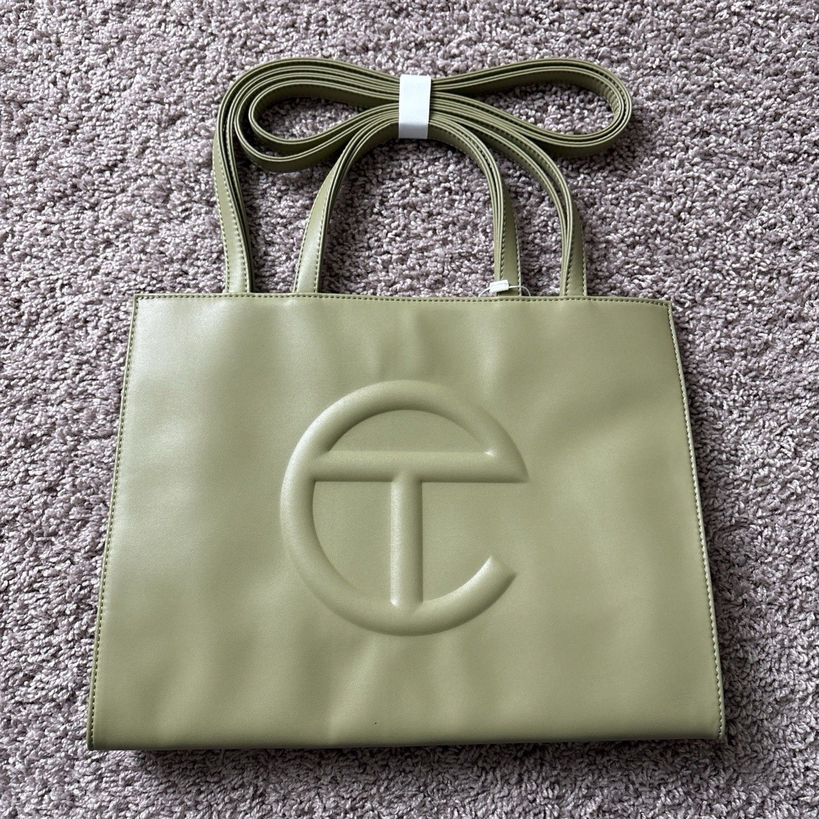 Telfar Size Medium Drab Green Olive Shopping Tote Bag New Authentic Dustbag